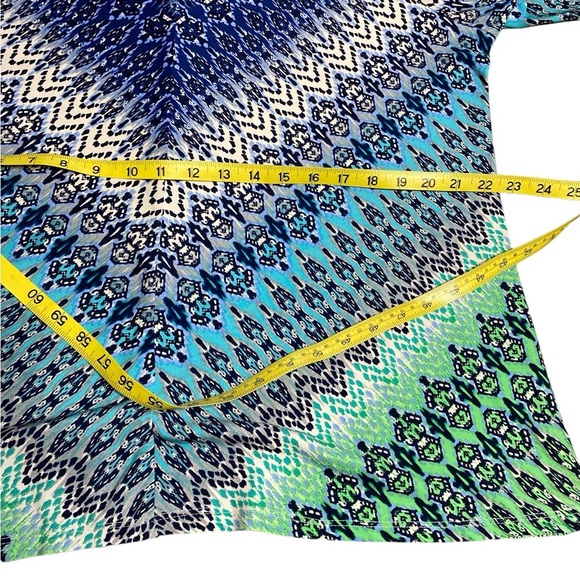 Roz & Ali tunic top polyester spandex blue green abstract print 2X soft - Picture 3 of 8